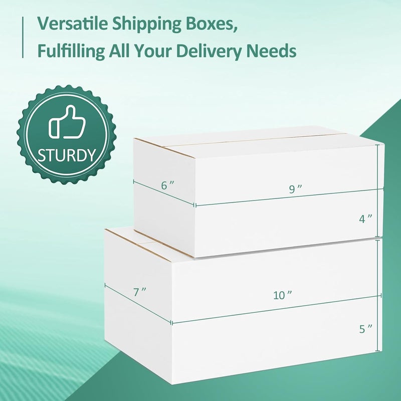 Eupako 30 Pack Small Shipping Boxes Assorted Sizes, 9x6x4 & 10x7x5, 15 PCS Each, White Corrugated Box Mailers, Cardboard Boxes for Packaging Small Business, Mailing - Image 5